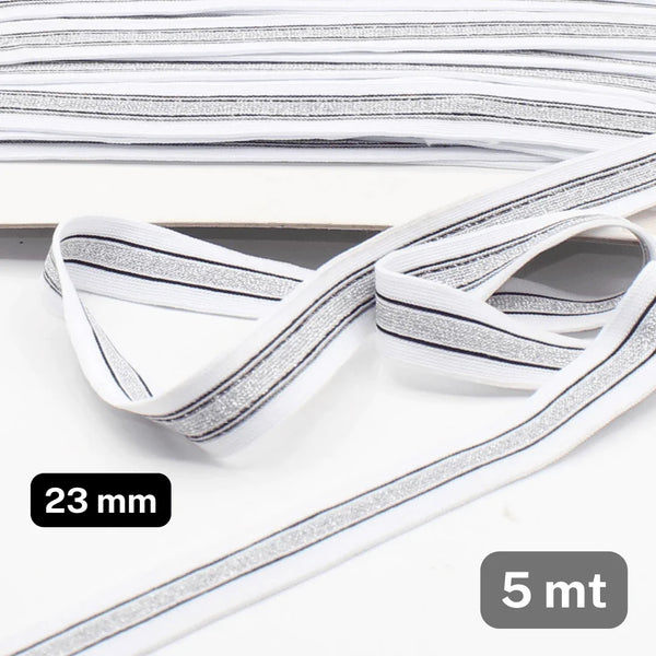 5 Meters Mesh Band in White Silver and Black, High quality Band for Clothing Accessories-23MM - ACCESSOIRES LEDUC BV