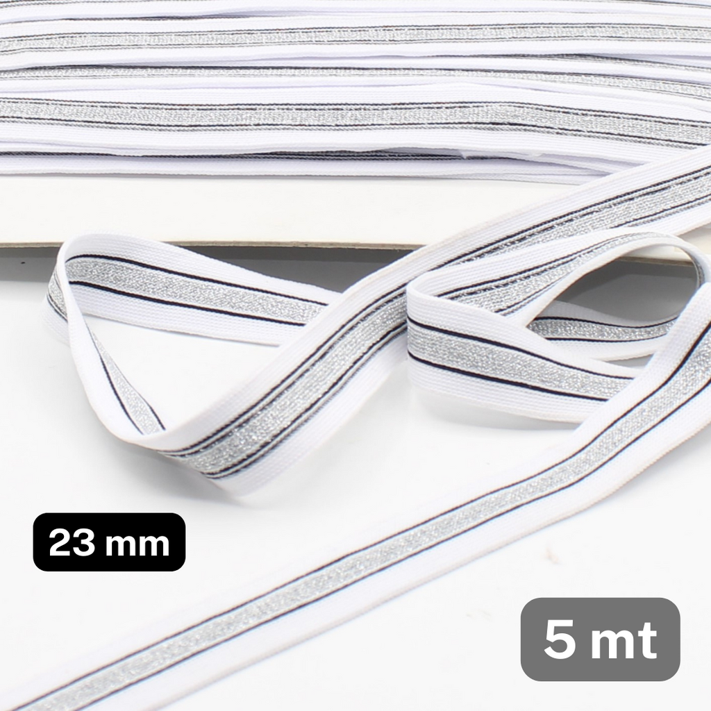Bande Maille 5 Mètres Blanc et Noir, Bande Haute Qualité pour Accessoires Vêtement-23MM-ACCESSOIRES LEDUC