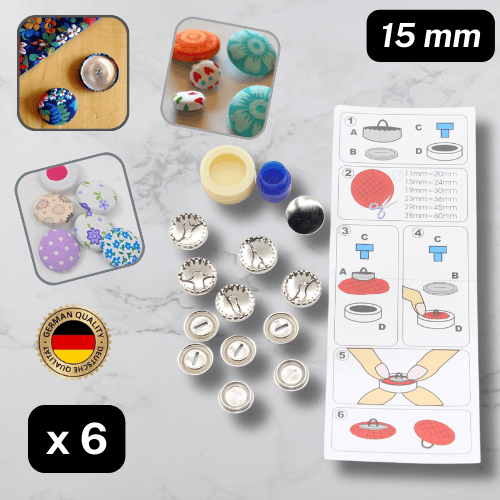 Covered Buttons Kit available in 11 15 19 23 29 and 38mm - ACCESSOIRES LEDUC BV