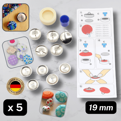 Covered Buttons Kit available in 11 15 19 23 29 and 38mm - ACCESSOIRES LEDUC BV