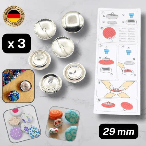 Covered Buttons Kit available in 11 15 19 23 29 and 38mm - ACCESSOIRES LEDUC BV