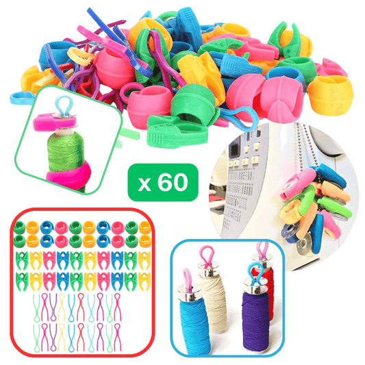 60 pieces Thread Spool Silicone Buddies / Holder Clips / Clamps - ACCESSOIRES LEDUC BV