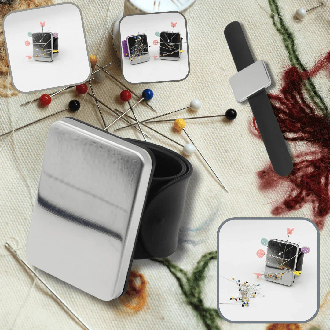 Multicolor Magnetic Bracelet, Sewing Pin Holder, Watchband Magnet, Pin Keeper, Wrist Pin Cushion, Sewing and Knitting Accessory - ACCESSOIRES LEDUC BV