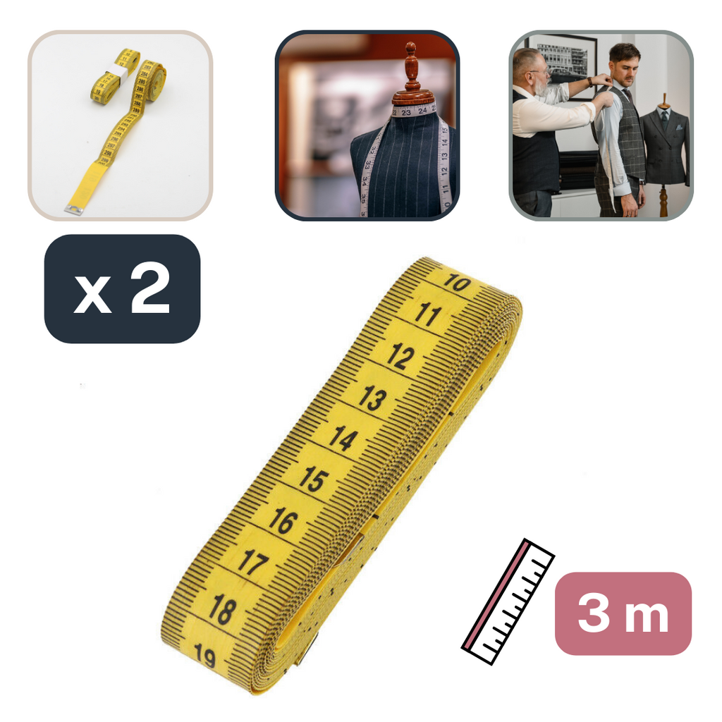 2 Measuring Tapes (3 meters) #HAB2973 - White or Yellow