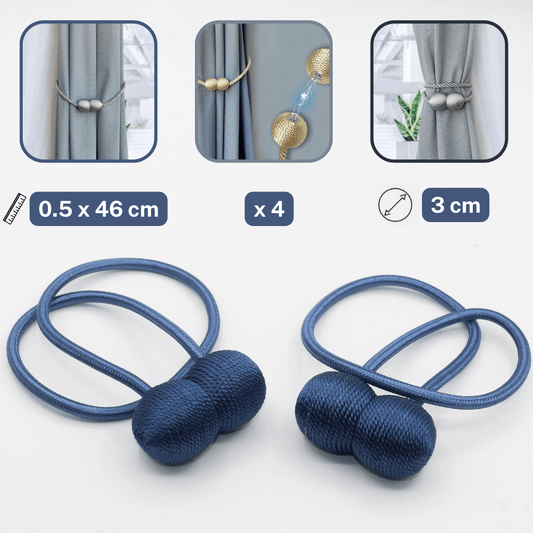 2 pairs (4 pieces - suitable for 2 windows) Magnetic Tie-Backs for Curtains - ACCESSOIRES LEDUC BV