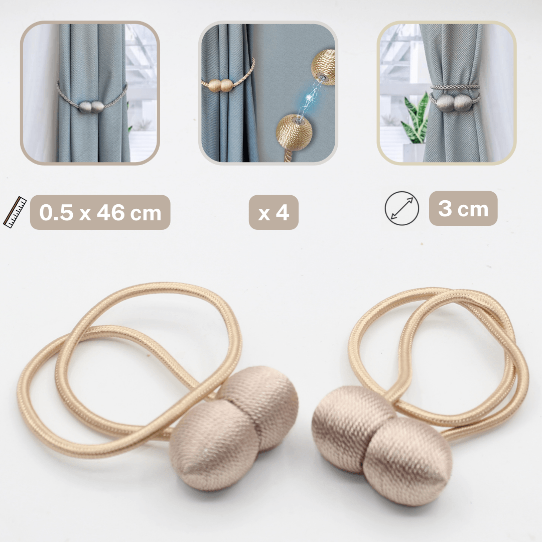 2 pairs (4 pieces - suitable for 2 windows) Magnetic Tie-Backs for Curtains - ACCESSOIRES LEDUC BV