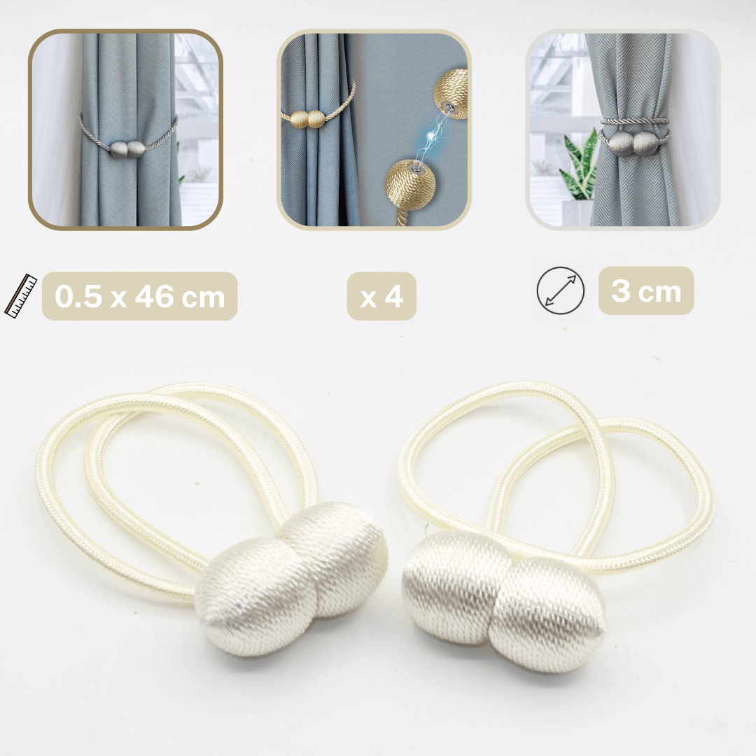 2 pairs (4 pieces - suitable for 2 windows) Magnetic Tie-Backs for Curtains