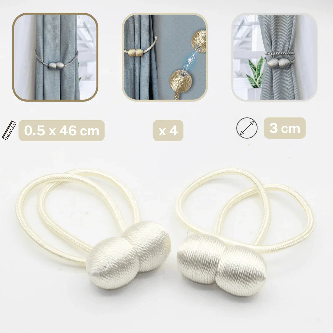 2 pairs (4 pieces - suitable for 2 windows) Magnetic Tie-Backs for Curtains #EMB02 - ACCESSOIRES LEDUC BV