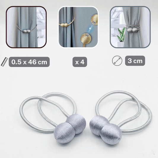 2 pairs (4 pieces - suitable for 2 windows) Magnetic Tie-Backs for Curtains - ACCESSOIRES LEDUC BV