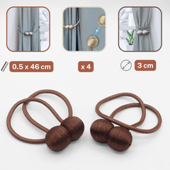 2 pairs (4 pieces - suitable for 2 windows) Magnetic Tie-Backs for Curtains - ACCESSOIRES LEDUC BV