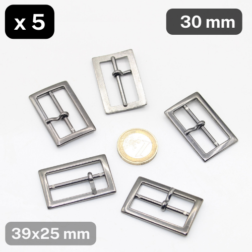 5 Buckles with Barb suitable for size 30mm colour Gunmetal - 39*25mm