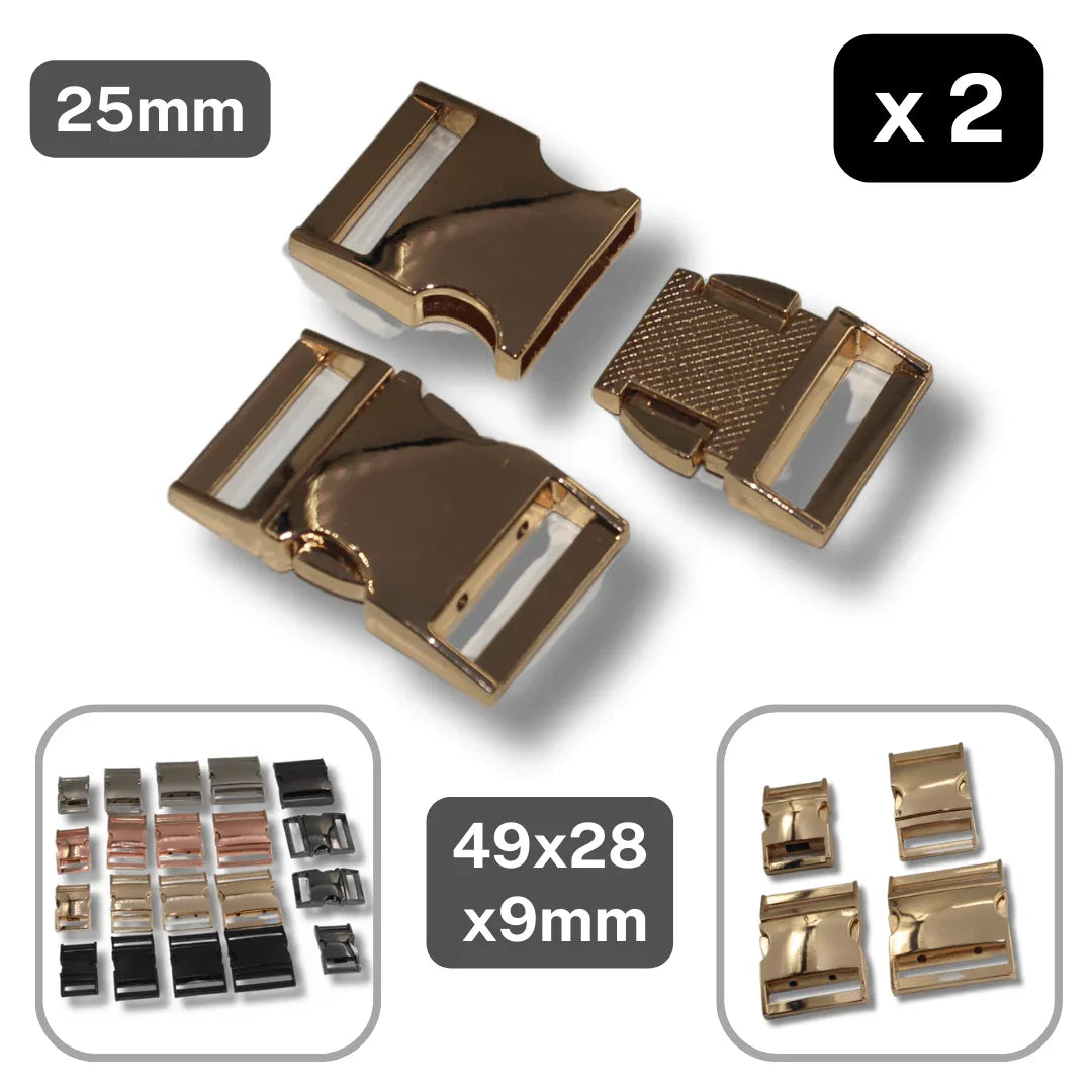 Set of 2 Metallic Clipsable Buckles available in 20mm, 25mm, 32mm or 38mm (in color Gold, Gunmetal, Mat Black, Pink Gold or Silver) #BMEx068 - ACCESSOIRES LEDUC BV