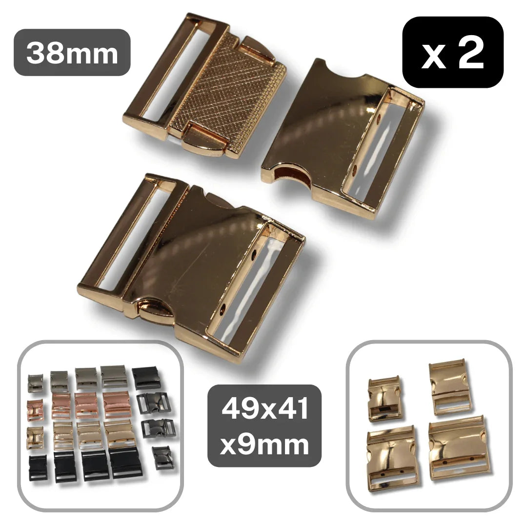 Set of 2 Metallic Clipsable Buckles available in 20mm, 25mm, 32mm or 38mm (in color Gold, Gunmetal, Mat Black, Pink Gold or Silver) #BMEx068 - ACCESSOIRES LEDUC BV