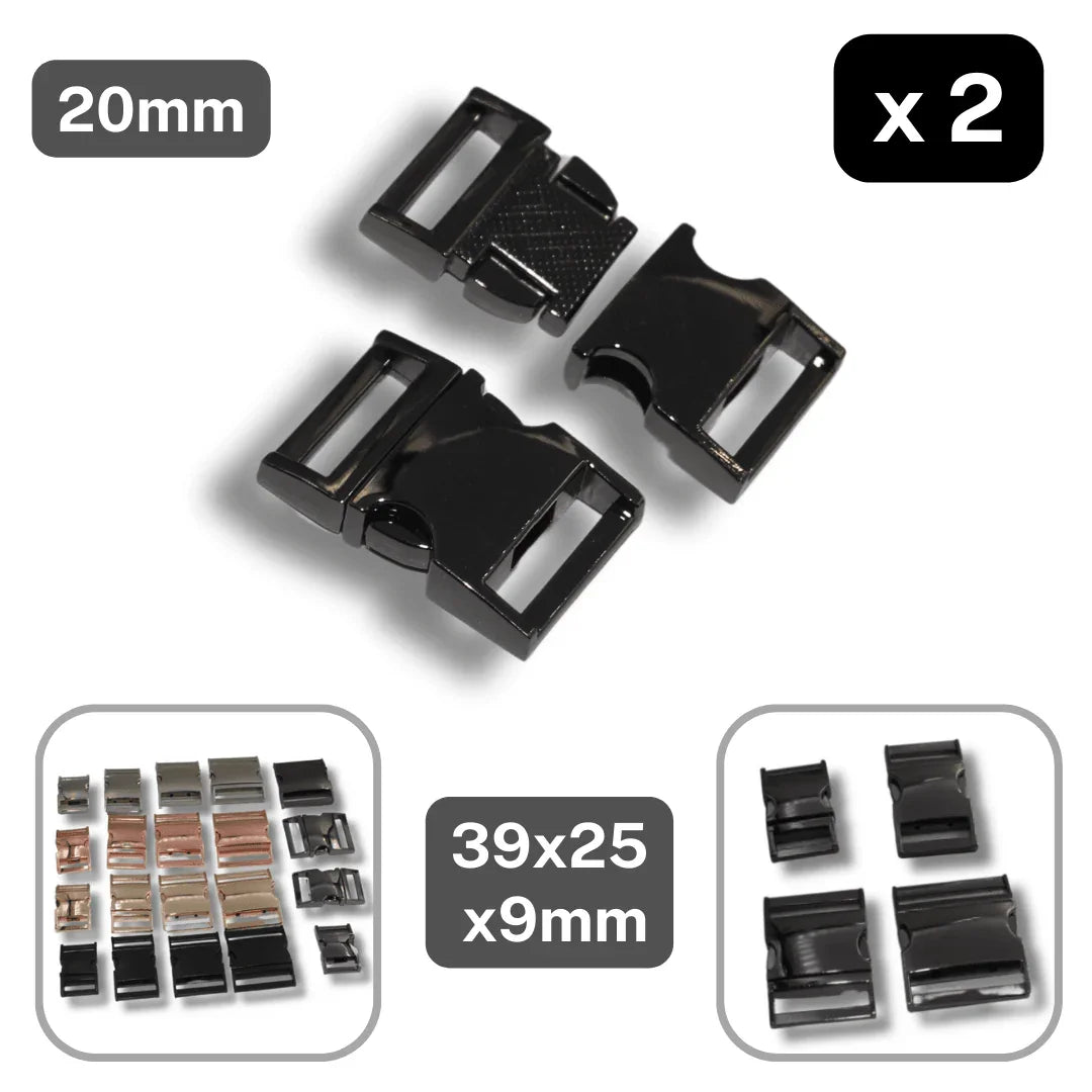 Set of 2 Metallic Clipsable Buckles available in 20mm, 25mm, 32mm or 38mm (in color Gold, Gunmetal, Mat Black, Pink Gold or Silver) #BMEx068 - ACCESSOIRES LEDUC BV