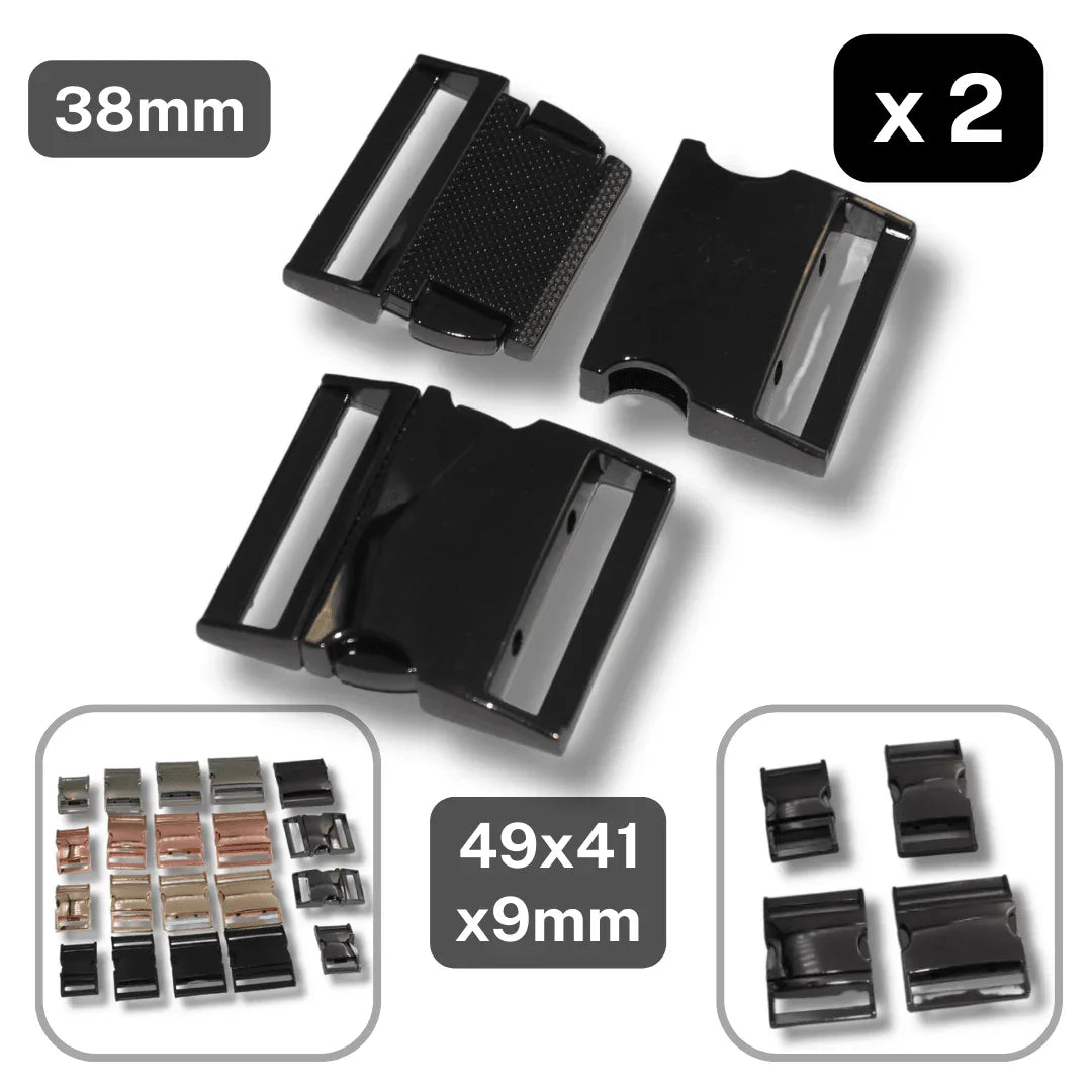 Set of 2 Metallic Clipsable Buckles available in 20mm, 25mm, 32mm or 38mm (in color Gold, Gunmetal, Mat Black, Pink Gold or Silver) #BMEx068 - ACCESSOIRES LEDUC BV