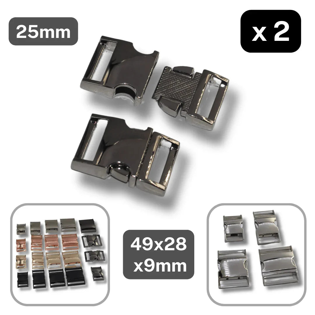 Set of 2 Metallic Clipsable Buckles available in 20mm, 25mm, 32mm or 38mm (in color Gold, Gunmetal, Mat Black, Pink Gold or Silver) #BMEx068 - ACCESSOIRES LEDUC BV