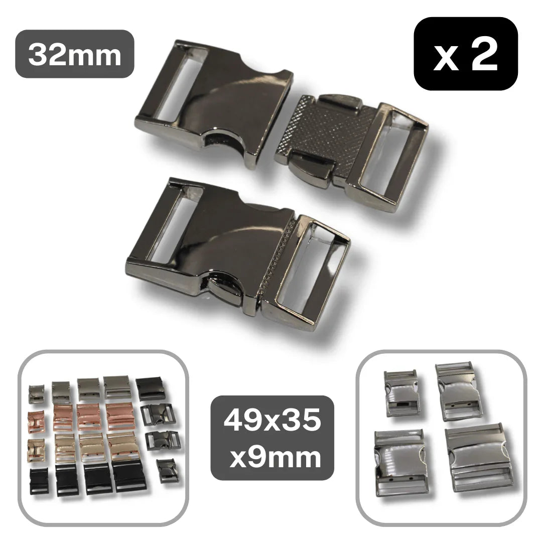Set of 2 Metallic Clipsable Buckles available in 20mm, 25mm, 32mm or 38mm (in color Gold, Gunmetal, Mat Black, Pink Gold or Silver) #BMEx068 - ACCESSOIRES LEDUC BV
