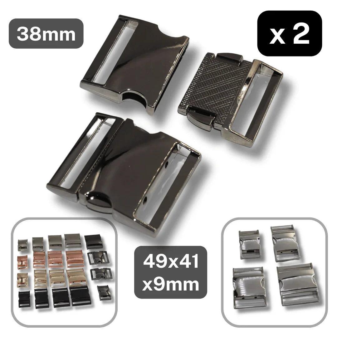 Set of 2 Metallic Clipsable Buckles available in 20mm, 25mm, 32mm or 38mm (in color Gold, Gunmetal, Mat Black, Pink Gold or Silver) #BMEx068 - ACCESSOIRES LEDUC BV