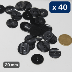 40 Pieces DarkGrey Polyester Buttons 2 Holes Size 20mm #KP2501032 - ACCESSOIRES LEDUC BV