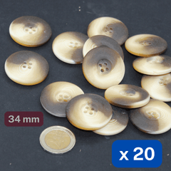 20 Pieces Thick Brown Matte Polyester Buttons 4 Holes Size 34mm #KP4500954 - ACCESSOIRES LEDUC BV