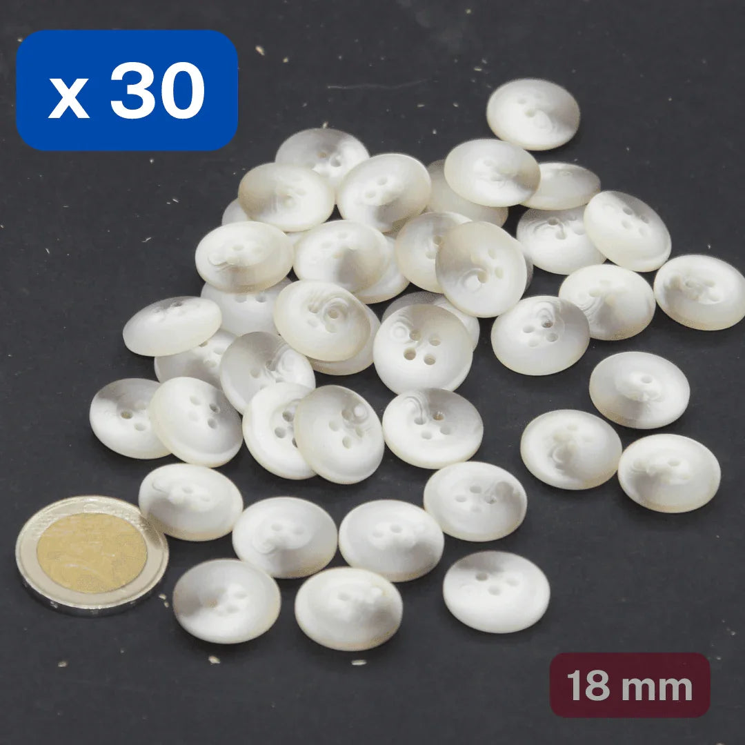 30 Pieces Thick Matt Grey Polyester Buttons 4 Holes Size 18mm #KP4500828 - ACCESSOIRES LEDUC BV