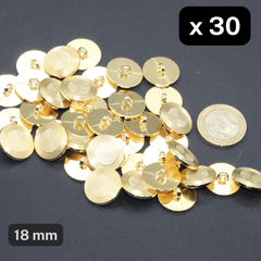 30 Pieces Gold Zamak Metal Shank Buttons Size 18MM #KZQ500728 - ACCESSOIRES LEDUC BV