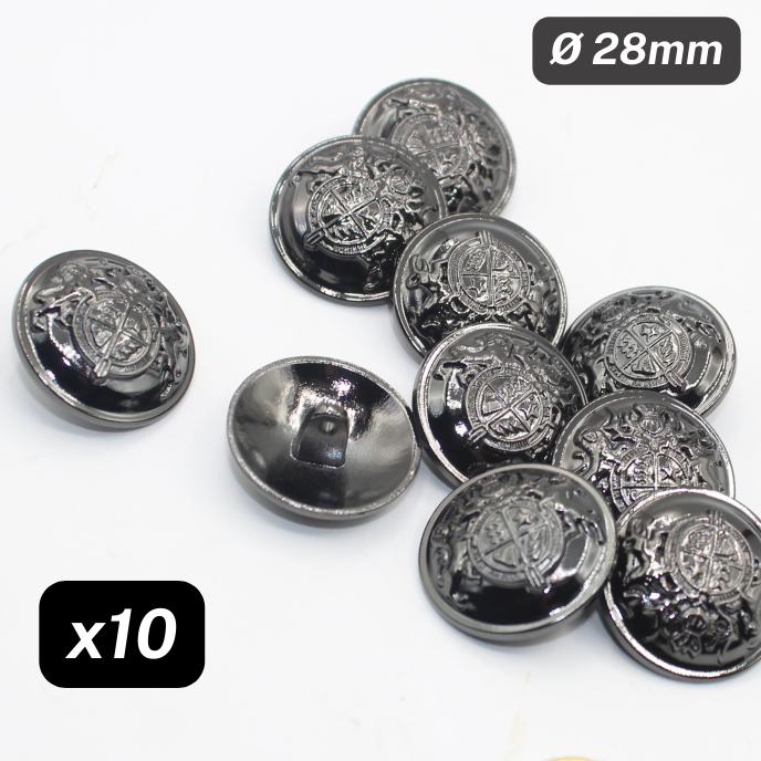 10 piezas Gun Metal Zamak Metal Shank Botones Tamaño 28 mm # KZQ500444