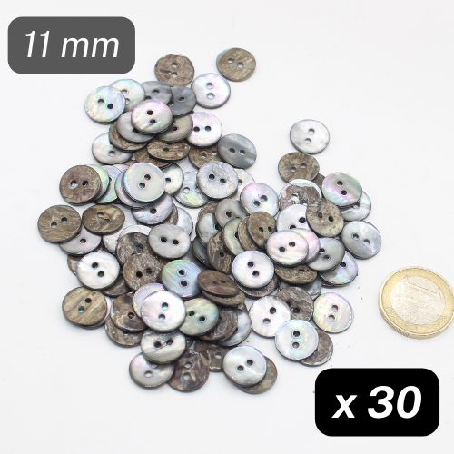 30 Pieces Real River Shell Light Grey Buttons Size 18mm #KS2500118