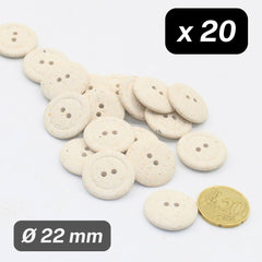 20 Pieces Recycled Naturel Polyester Buttons 2 Holes Size 22mm #KP2501636