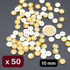 50 Pieces Orange/Green Polyester Buttons Size 10mm #KP2500516 - ACCESSOIRES LEDUC BV