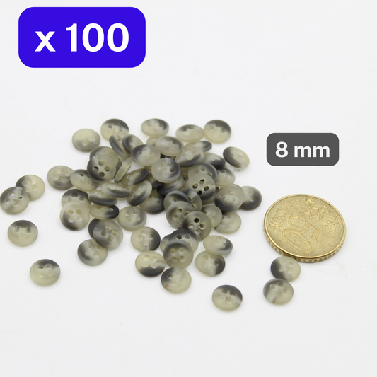 100 Pieces Matte Grey Polyester Shirt Buttons 4 Holes Size 9mm #KP4502614 - ACCESSOIRES LEDUC BV