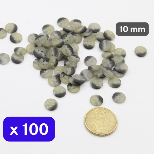 100 Pieces Matte Grey Polyester Shirt Buttons 4 Holes Size 10mm #KP4502616 - ACCESSOIRES LEDUC BV