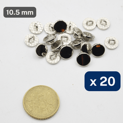 20 Pieces Silver Zamak Metal Shank Buttons Size 10,5MM #KZQ500516 - ACCESSOIRES LEDUC BV