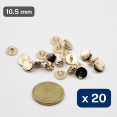 20 Pieces Rose Gold Zamak Metal Shank Buttons Size 10,5MM #KZQ500616 - ACCESSOIRES LEDUC BV
