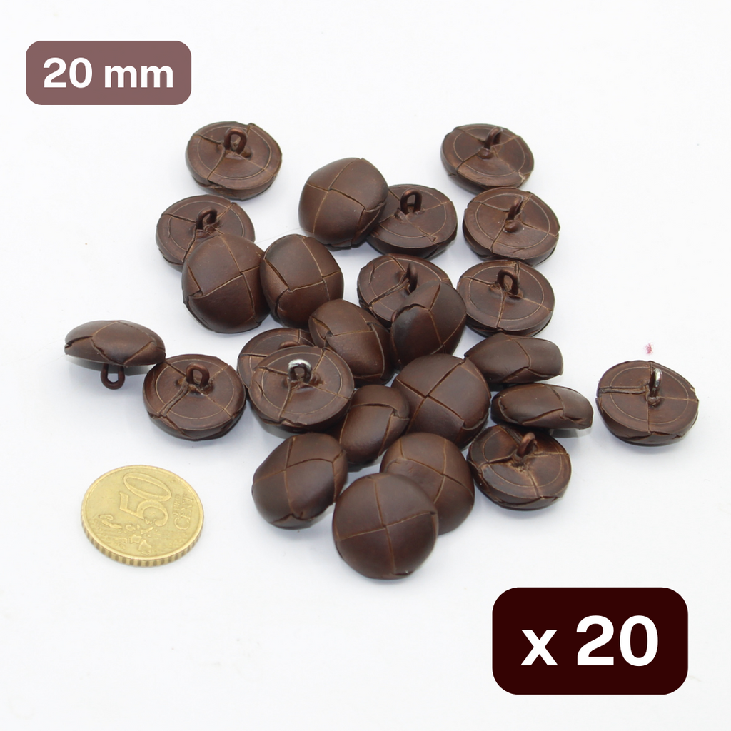 20 piezas de mango de cuero regenerado marrón tamaño 20 mm #KCQ500332
