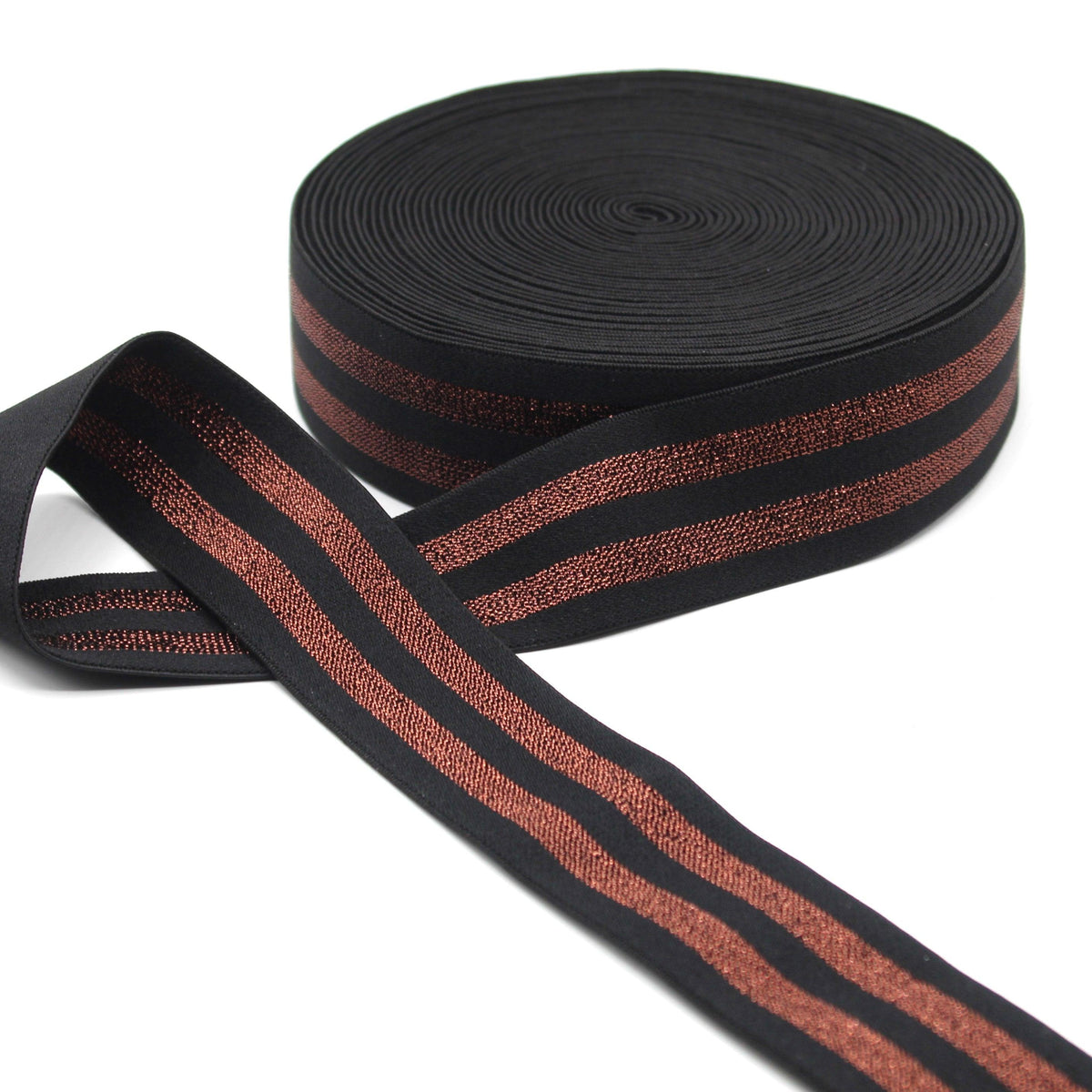 5 meters 40mm Elastic with 2 Lurex Stripes #ELA2061 - ACCESSOIRES LEDUC BV