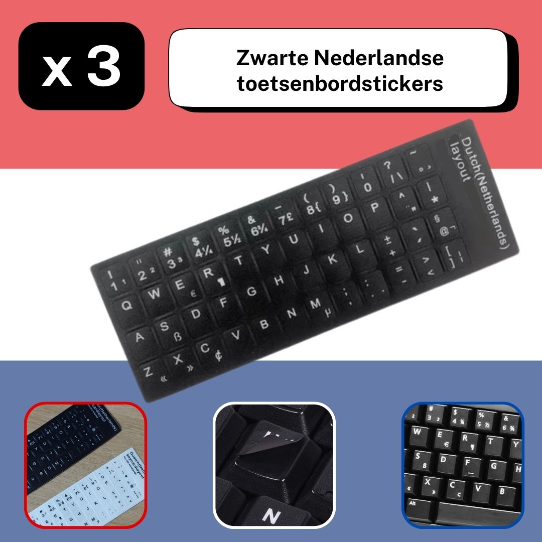 Set of 3 Keyboard Stickers Ukraine / Russia / Arabic / Brazilian / Dutch / English / French / German / Italian / Japanese / Portuguese / Spanish / Swedish or Turkish