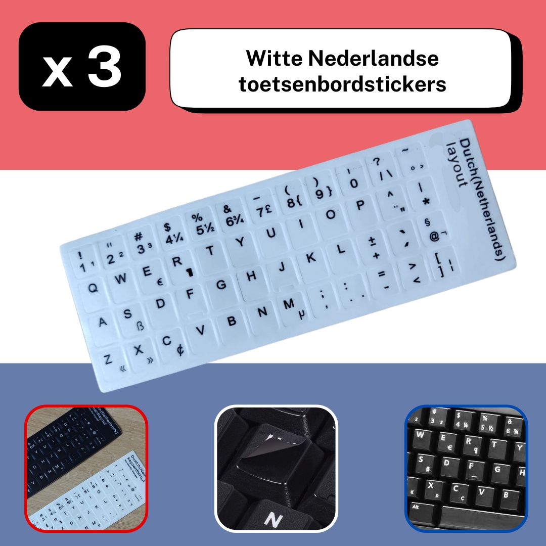 Set of 3 Keyboard Stickers Ukraine / Russia / Arabic / Brazilian / Dutch / English / French / German / Italian / Japanese / Portuguese / Spanish / Swedish or Turkish