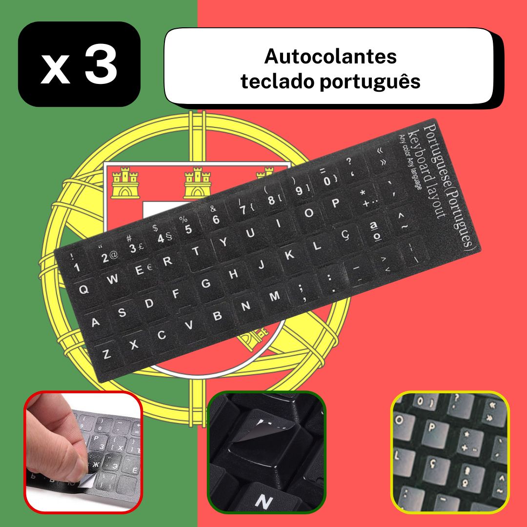 Set of 3 Keyboard Stickers Ukraine / Russia / Arabic / Brazilian / Dutch / English / French / German / Italian / Japanese / Portuguese / Spanish / Swedish or Turkish