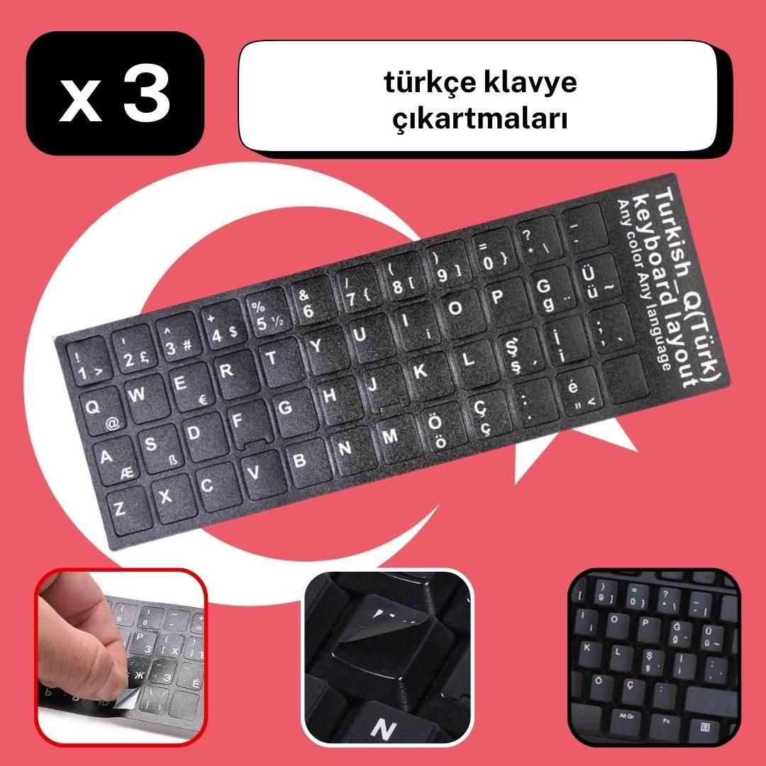 Set of 3 Keyboard Stickers Ukraine / Russia / Arabic / Brazilian / Dutch / English / French / German / Italian / Japanese / Portuguese / Spanish / Swedish or Turkish - ACCESSOIRES LEDUC BV