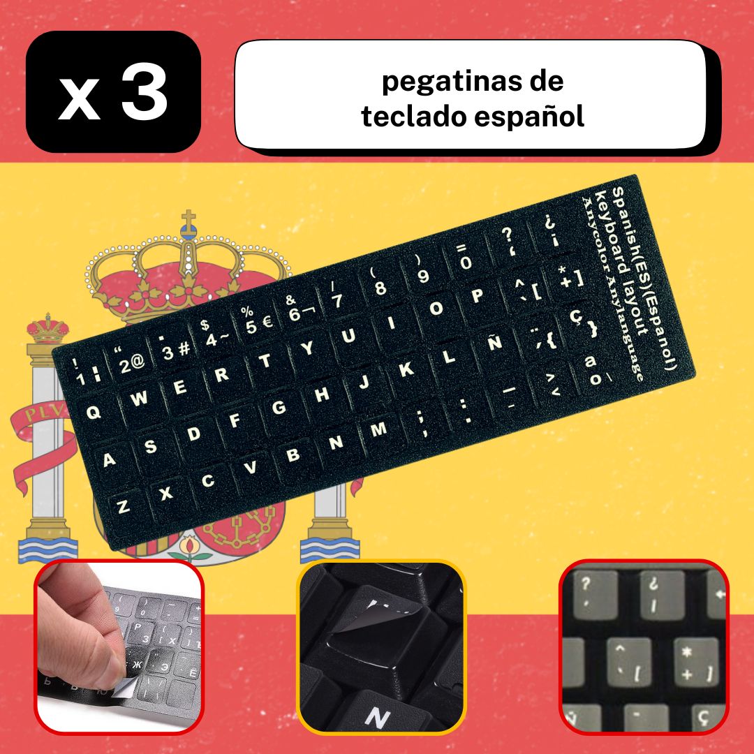 Set of 3 Keyboard Stickers Ukraine / Russia / Arabic / Brazilian / Dutch / English / French / German / Italian / Japanese / Portuguese / Spanish / Swedish or Turkish