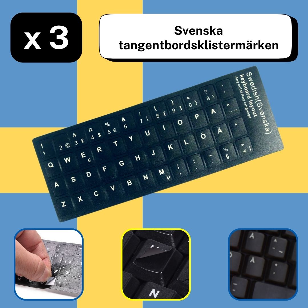 Set of 3 Keyboard Stickers Ukraine / Russia / Arabic / Brazilian / Dutch / English / French / German / Italian / Japanese / Portuguese / Spanish / Swedish or Turkish