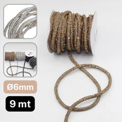 9 meters of Strass Cord, available in 5mm or 6mm in Black, Gunmetal, Silver or Copper