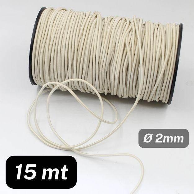15 meters Ecru 2mm Diameter Elastic Cord - ACCESSOIRES LEDUC BV
