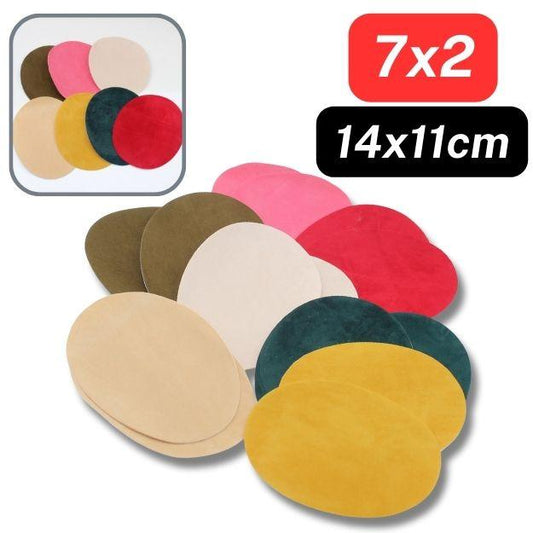 Set of 7 pairs of colourful Suede Elbow Patches, Iron on 14*11cm - ACCESSOIRES LEDUC BV