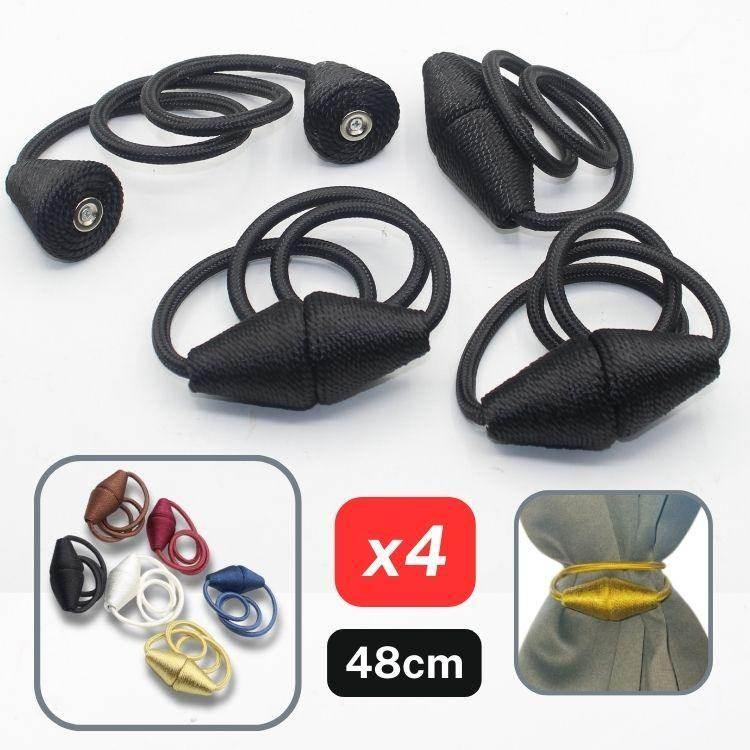 2 pairs (4 pieces - suitable for 2 windows) Magnetic Conic Tie-Backs for Curtains #EMB06 - ACCESSOIRES LEDUC BV