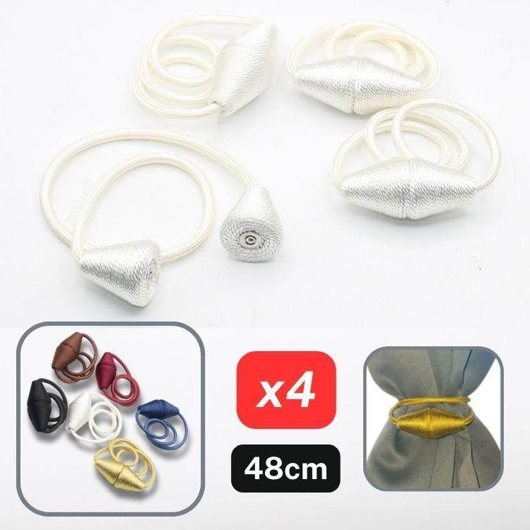 2 pairs (4 pieces - suitable for 2 windows) Magnetic Conic Tie-Backs for Curtains #EMB06 - ACCESSOIRES LEDUC BV