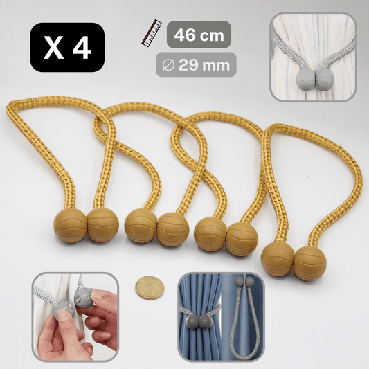 2 pairs (4 pieces - suitable for 2 windows) Magnetic Modern Balls Tie-Backs for Curtains - ACCESSOIRES LEDUC BV