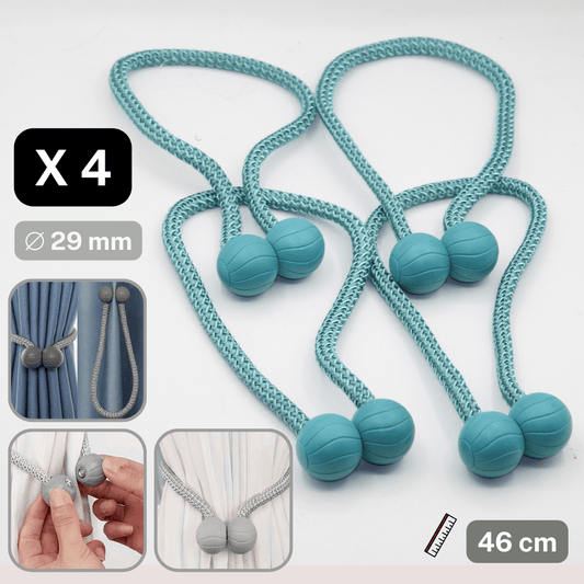 2 pairs (4 pieces - suitable for 2 windows) Magnetic Modern Balls Tie-Backs for Curtains - ACCESSOIRES LEDUC BV