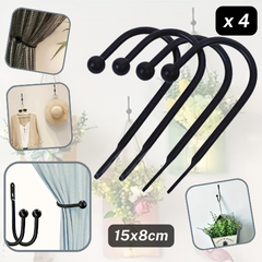 Set of 4 metal hooks for hanging curtains